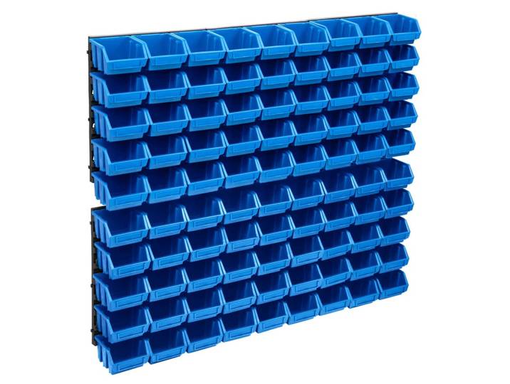 vidaXL 96tlg. Behälter-Set für Kleinteile mit Wandplatten Blau Schwarz