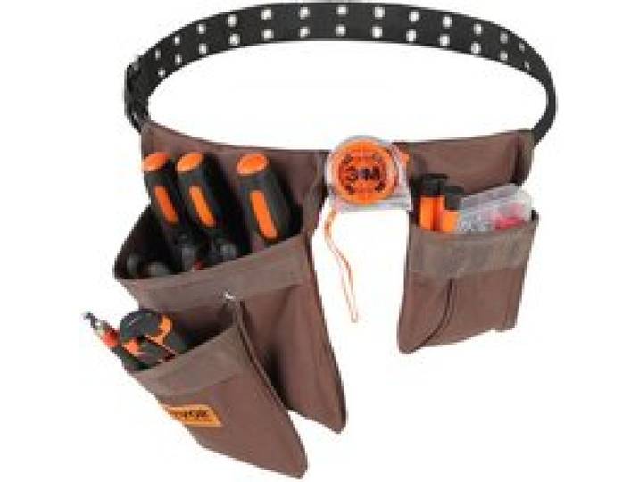 VEVOR Ceinture à outils, 13 poches, ceinture porte-outil tour taille 73,6-137,2 cm, sac à outils polyester amovible pour électricien, charpentier, bricoleur, menuisier, construction, encadreur, marron