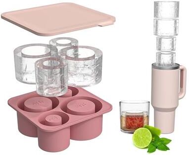 Uplift Treasures Silicone Hollow Cylinder Ice Cube Tray pink