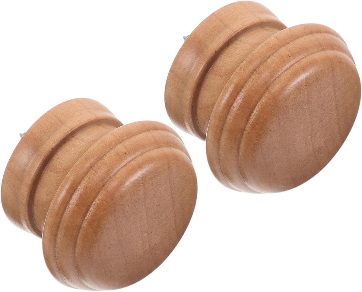Merkloze Houten Gordijnroede Eindkapjes in Natuurlijk Massief Hout voor Raamdecoratie