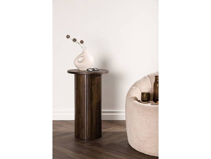 Beistelltisch VENTURE HOME Bianca, hoher runder Beistelltisch mit Holzfurnier-Optik, Ø 40 cm , braun (mocca, mocca, mocca), B:40cm H:65cm T:40cm, Tische, Beistelltisch, Ablagetisch, Furnier, rund, schlank, hoch, edel