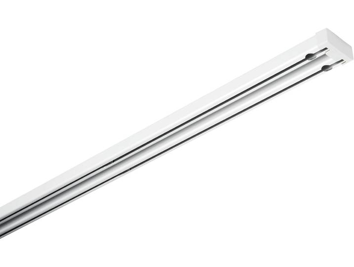 Vorhangschiene GARDINIA Aluminium-Vorhangschienen Set 2-Lauf , weiss (weiß), 1 Stk., 2 läufig, Aluminium, Gardinenstangen, Vorhangschiene, 2-läufig