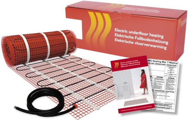 Riberger Heizmatte für elektrische Fußbodenheizung – 7 m² Paket Leistung: 150 W/m² (Gesamtleistung: 1050 W), selbstklebend, wasserdicht