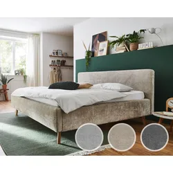 meise.möbel »Mattis« Polsterbett Bouclé mit Bettkasten 160x200 cm / grau / mit Bettkasten