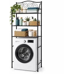 Relaxdays Schwarzes Waschmaschinenregal aus Metall Schwarz