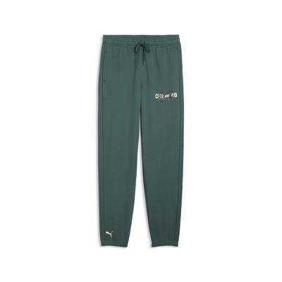 Trainingshose PUMA "PUMA Crew Trainingshose Herren", Damen, Gr. XL, Normalgrößen, grün (herb garden grün), Obermaterial: 70% Baumwolle, 30% Polyester. Taschenfutter: 100% Baumwolle, regular fit, Hosen Trainingshose
