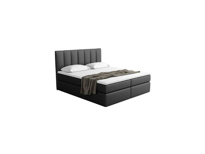 Design Boxspringbett „Saudade“ mit Ablagefach, Kunstleder Schwarz BLOOMINGLOFT Collection