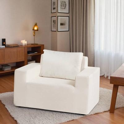"40.2"" Polyester Foam Sofa Chair with Pillow and High-Density Memory Foam and Square Arms and No Assembly"