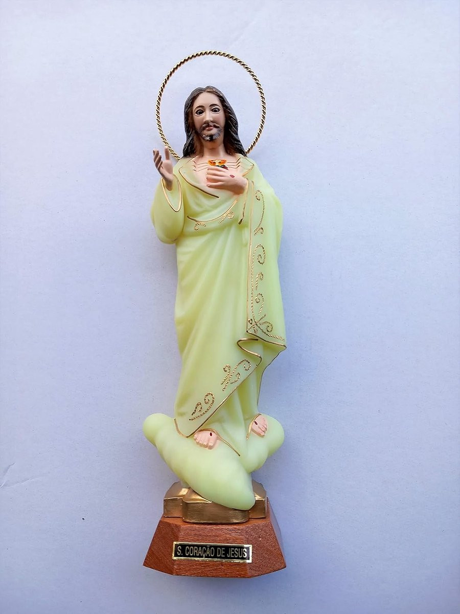 Handgemaakt Fosforescerend Heilig Hart Religieus Beeld voor op tafel, Hoogte: 30 cm