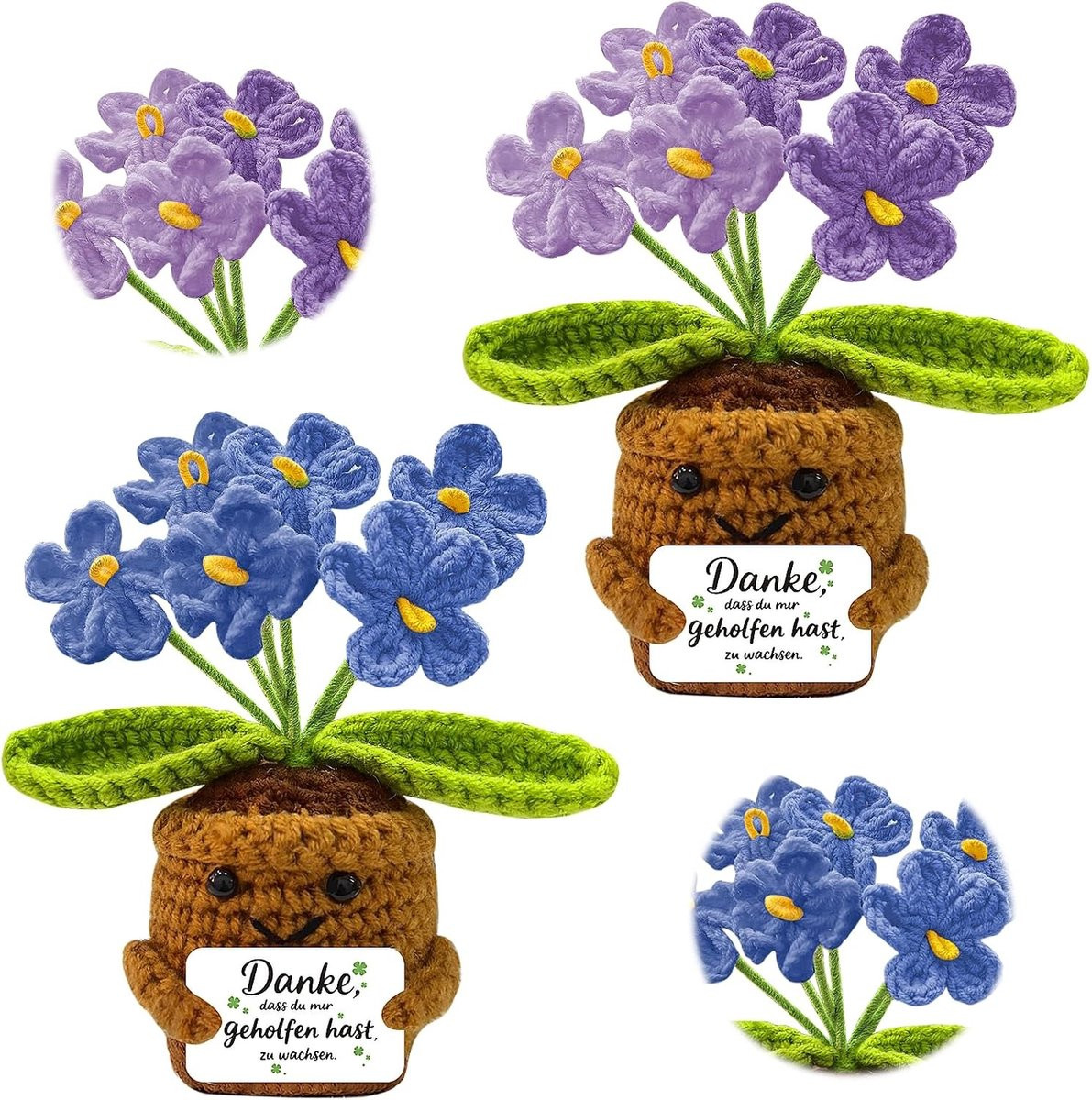 Handgehaakte Bloemen Set van 2 - Unieke Bloemstukken voor Thuis en Tuin