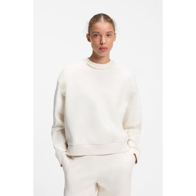 Sweatshirt HUGO "Dismoolie", Damen, Gr. L, open weiß 110, Sweatware, Obermaterial: 100% Baumwolle, unifarben, relaxed fit hüftbedeckend, Rundhals, Rippbündchen, Sweatshirts Sweatshirt, mit Logostickerei, Relaxed Fit