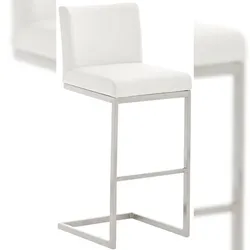 Décoshop26 - Barhocker x1 modernes Design Edelstahlgestell weißer PVC-Sitz 10_0005318