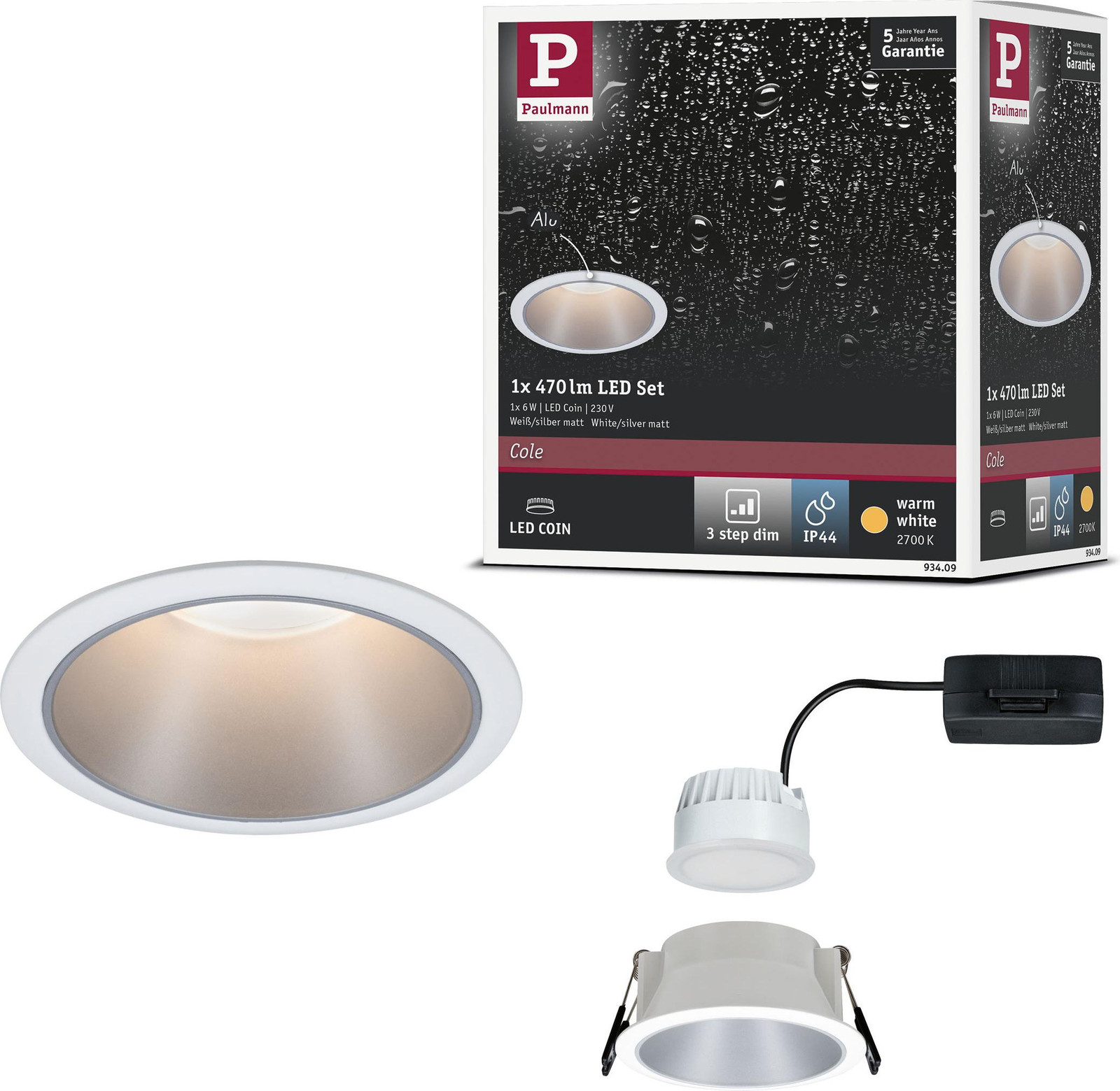 Paulmann LED inbouwspot Cole, set van 1
