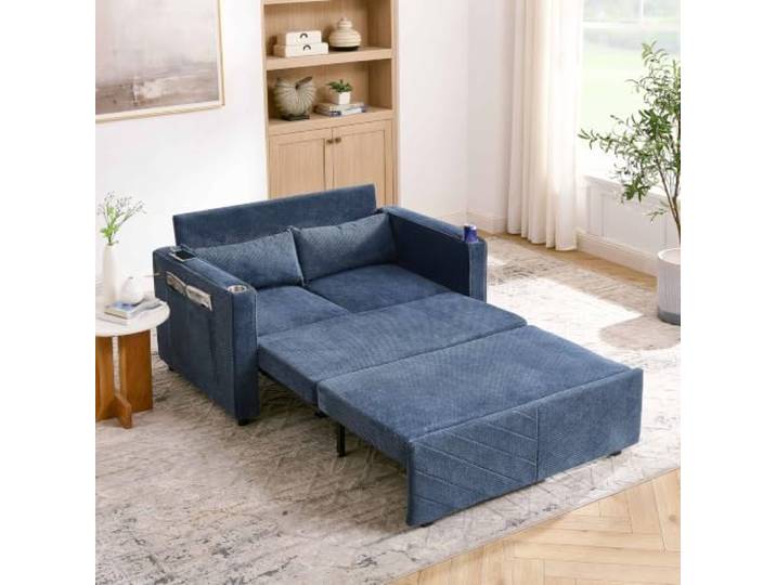 QQJIN 3-In-1 Schlafsofa 2-Sitzer,Polyester,USB Schiebe-Design 190x85x80CM 2-Sitzer Sofa mit Schlaffunktion, Klappsofa, Schlafcouch Für Gästezimmer, Wohnzimmer, Büro, Mittagsschlaf