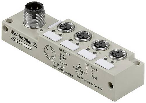 Weidmüller SAI-4-S-3P-M8L-M12-LOG 2512390000 Sensor/Aktorbox passiv M12-Verteiler mit Metallgewinde 1St.
