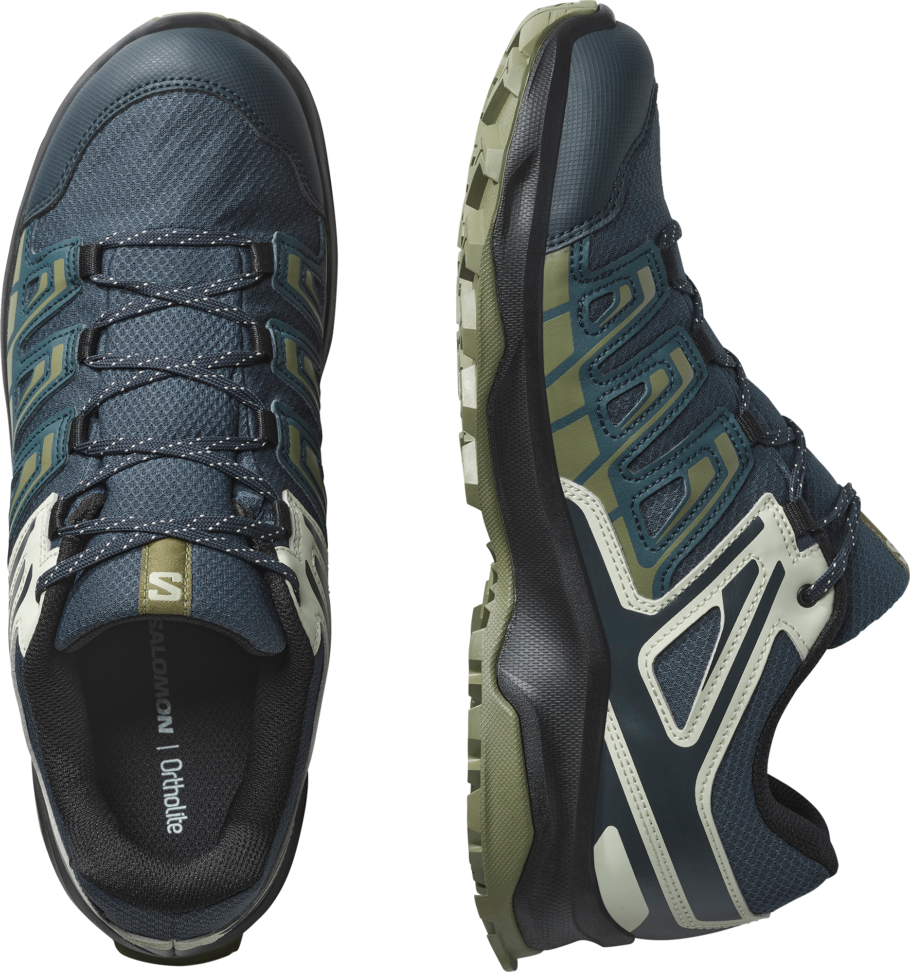 Wanderschuh SALOMON "EXTEGRA GORE-TEX", Herren, Gr. 41, atmungsaktiv, grün (blau nights, alfalfa, martini olive), Synthetik, Textil, Schuhe Wanderschuh, wasserdicht dank Gore-Tex Membrane blau nights, alfalfa, martini olive 41, atmungsaktiv