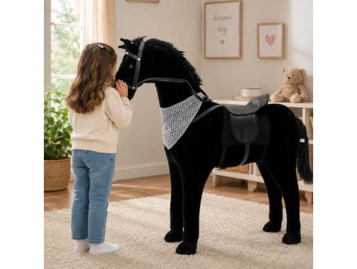 Sweety Toys 11049 Plüsch Pferd Stehpferd, 105 cm, Schwarz