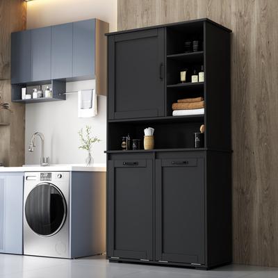 toswini Freestanding Laundry Cabinet with Tilt-Out Hamper and Adjustable Shelves