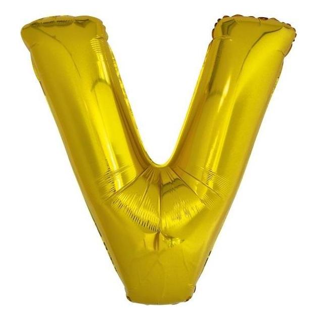 Riethmüller Grosser Buchstabe V Gold Folienballon N34 verpackt (5x) (9909597)