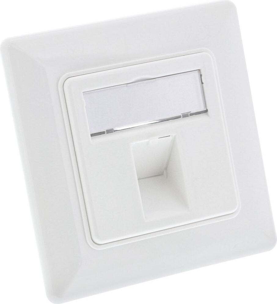 InLine Frame voor 1x RJ45 connectormodule, Keystone kliksysteem, wit, RAL9010