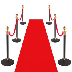 VEVOR Absperrpfosten 6-teilig, Personenleitsystem Set mit Rotem Teppich (10 m) & 4 Roten Samtseilen (1,5 m), Absperrständer mit Nachfüllbarem Sockel für Konzerte Ausstellungen Hotels Kinos (Schwarz)