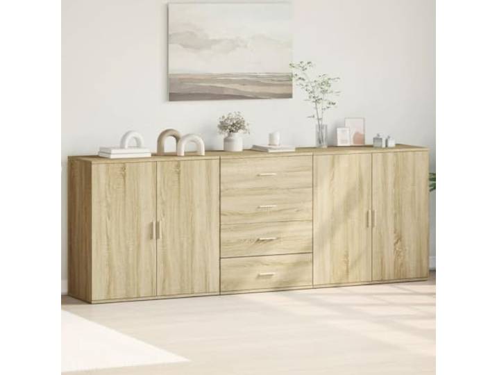 HEFZGDB Sideboard Schrank Wohnzimmer Stauraum aus Holzwerkstoff in Sonoma-Eiche mit praktischem Design für Bücher und Zeitschriften, moderner Sideboard Schrank mit reichlich Stauraum,