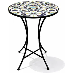Mojawo, Gartentisch + Balkontisch, Mosaik Mosaiktisch Gartentisch Bistrotisch Tisch Ø 60 x 70 cm (60 x 70 cm)