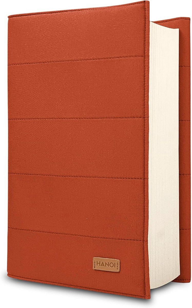 Verstelbare gevoerde boekenhoes oranje kaftbeschermer voor grote boeken