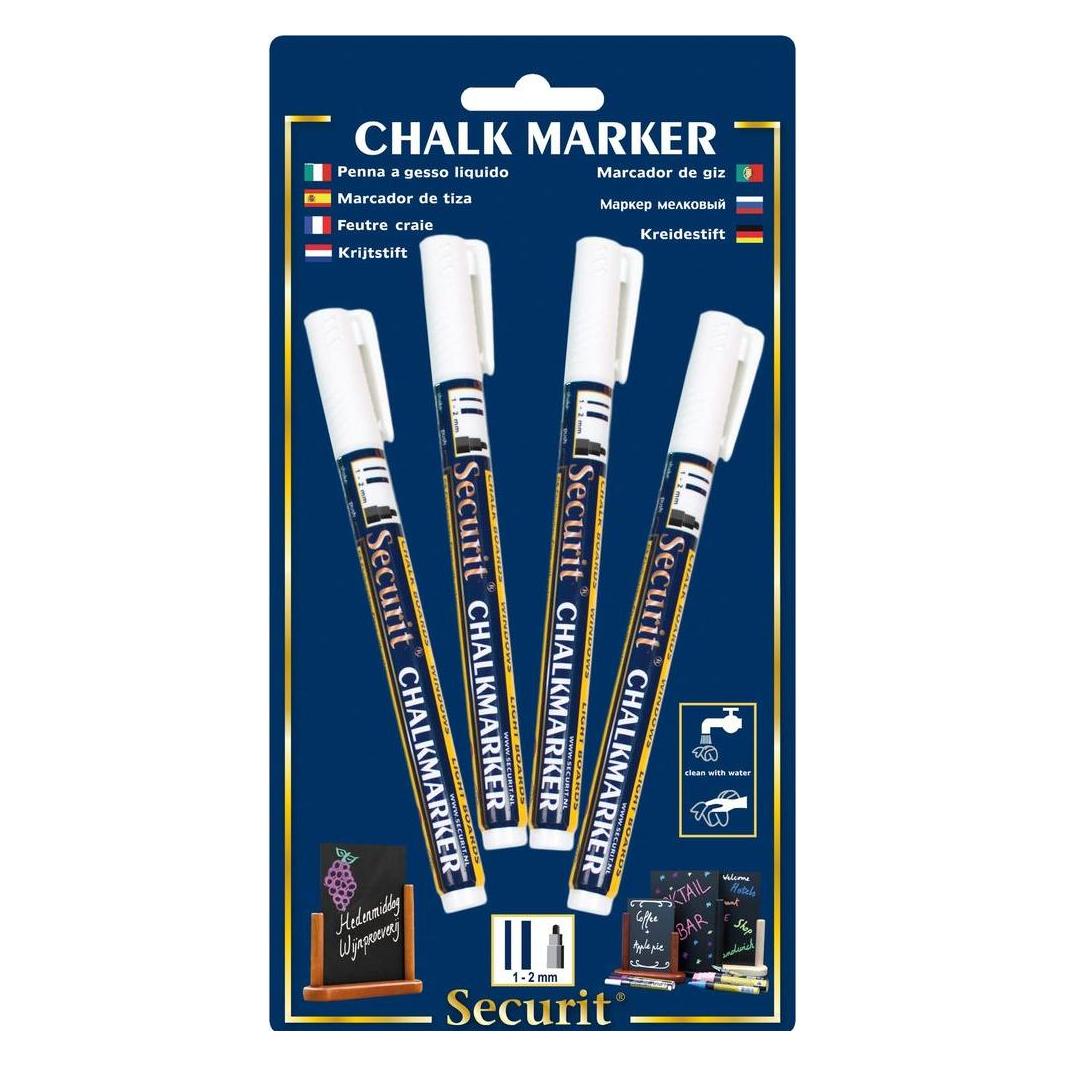 Securit Chalk Marker (4x) (BL-SMA100-V4-WHI)