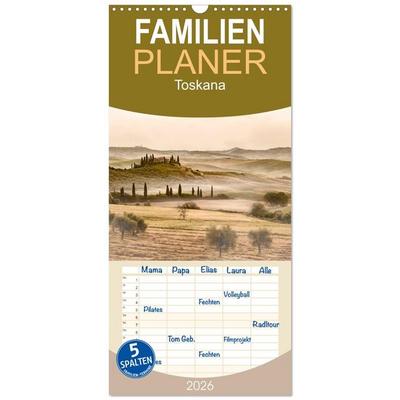Familienplaner 2026 - Toskana 2026 mit 5 Spalten (Wandkalender, 21 x 45 cm) CALVENDO