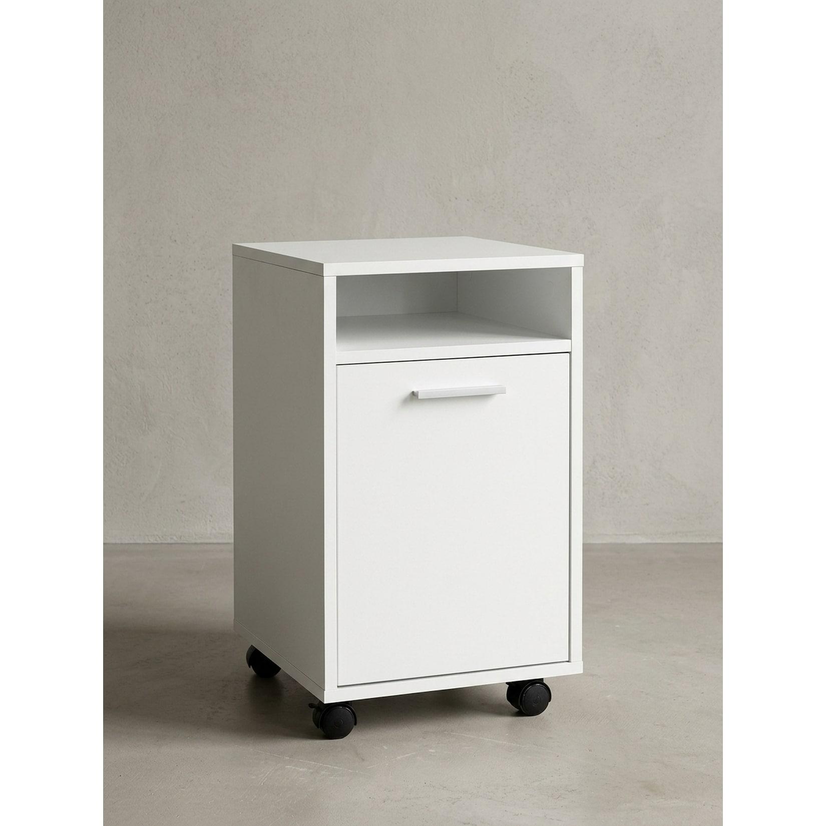 Rollcontainer Schubladen Tür Ablage Mit Rollen, Weiß 33x38x60 cm