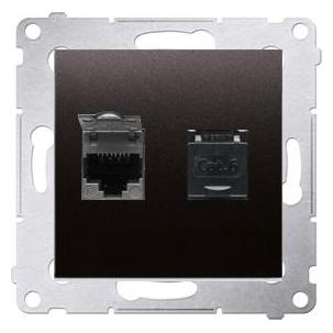 Kontakt Kontaktas su Simonu Lizdas kompiuteriu SIMON54 dvigubą 2xRJ45 kat.6 su antracito ir D62.01/48 diafra (UTP, CAT6) (D62.01/48)