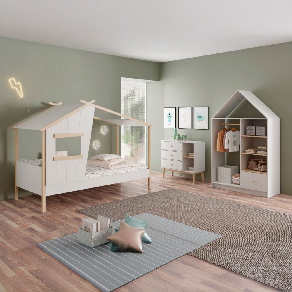 duehome Cómoda juvenil breeze madera blanco - oak soft