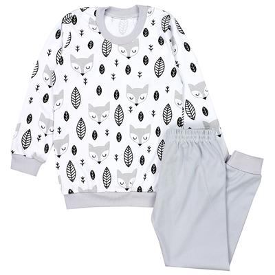Schlafanzug TUPTAM "Schlafanzug Kinder Jungen Pyjama Set Langarm 2-teilig", Mädchen, Gr. 110, grau (füchse grau), Obermaterial: 100% Baumwolle CO., Homewear-Sets Schlafanzug