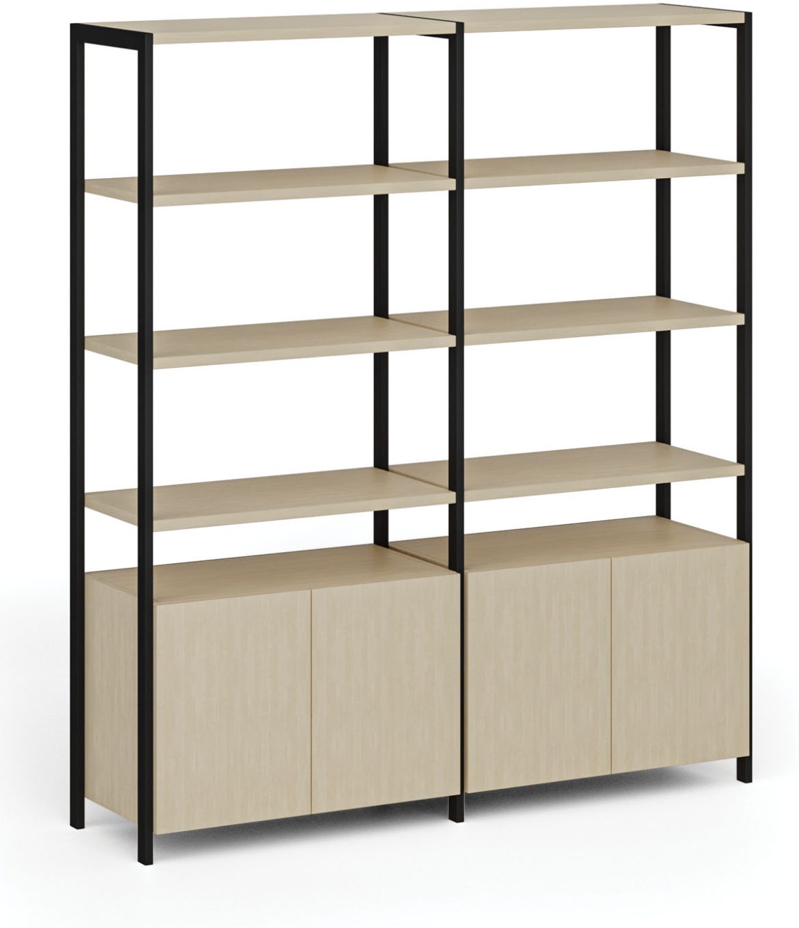 B2B Partner HOME OFFICE Doppelregal Wand mit Schrank mit Tür, schwarz/birke