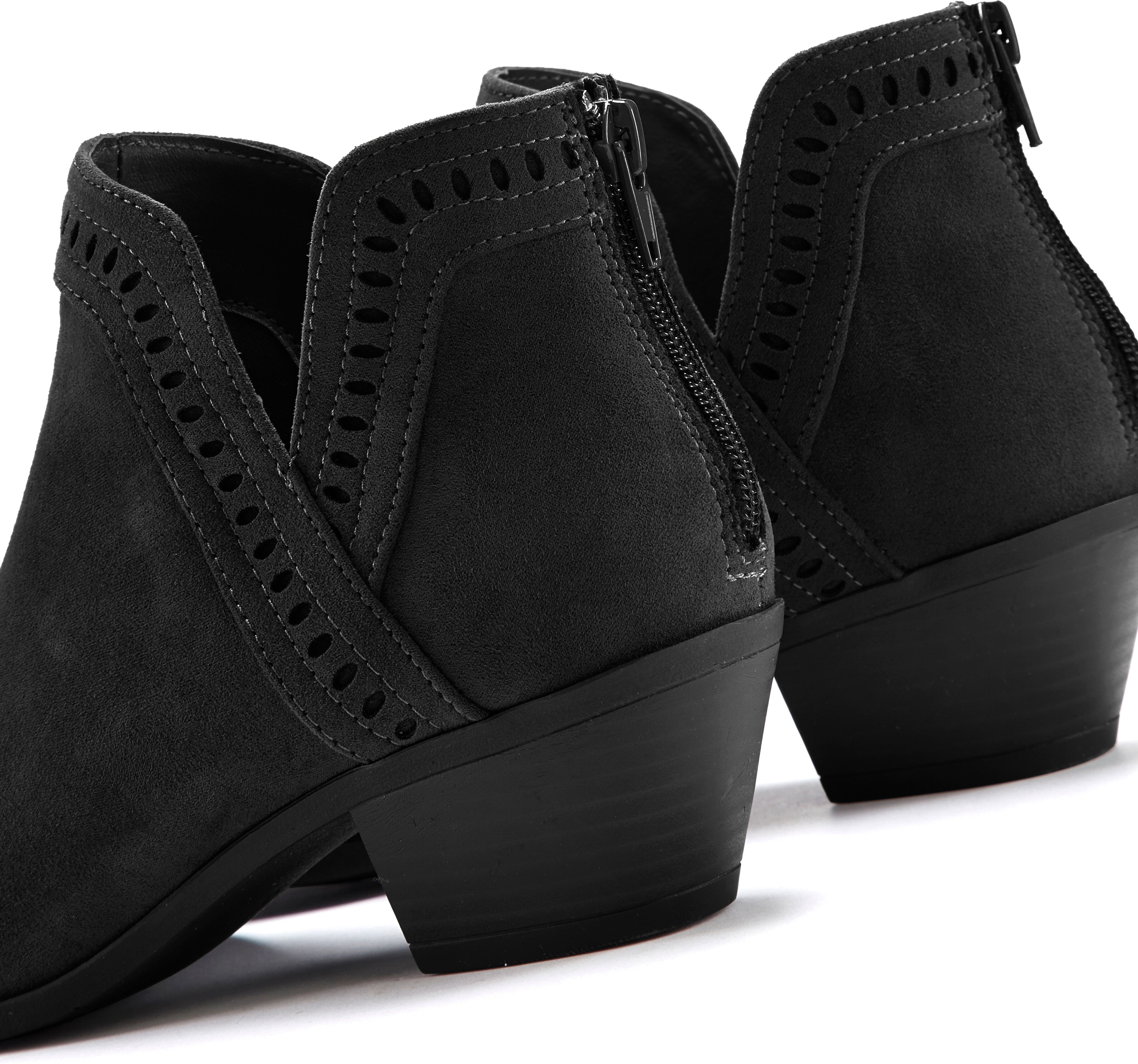 Cowboy Stiefelette LASCANA, Damen, Gr. 39, Textil, schwarz, Obermaterial: 100% Textilmaterial. Decksohle: 100% Lederimitat. Futter: 100% Textilmaterial. Laufsohle: 100% Synthetik, unifarben, Schuhe Cowboy Stiefelette, Cowboy Boots, Western Stiefelette, An