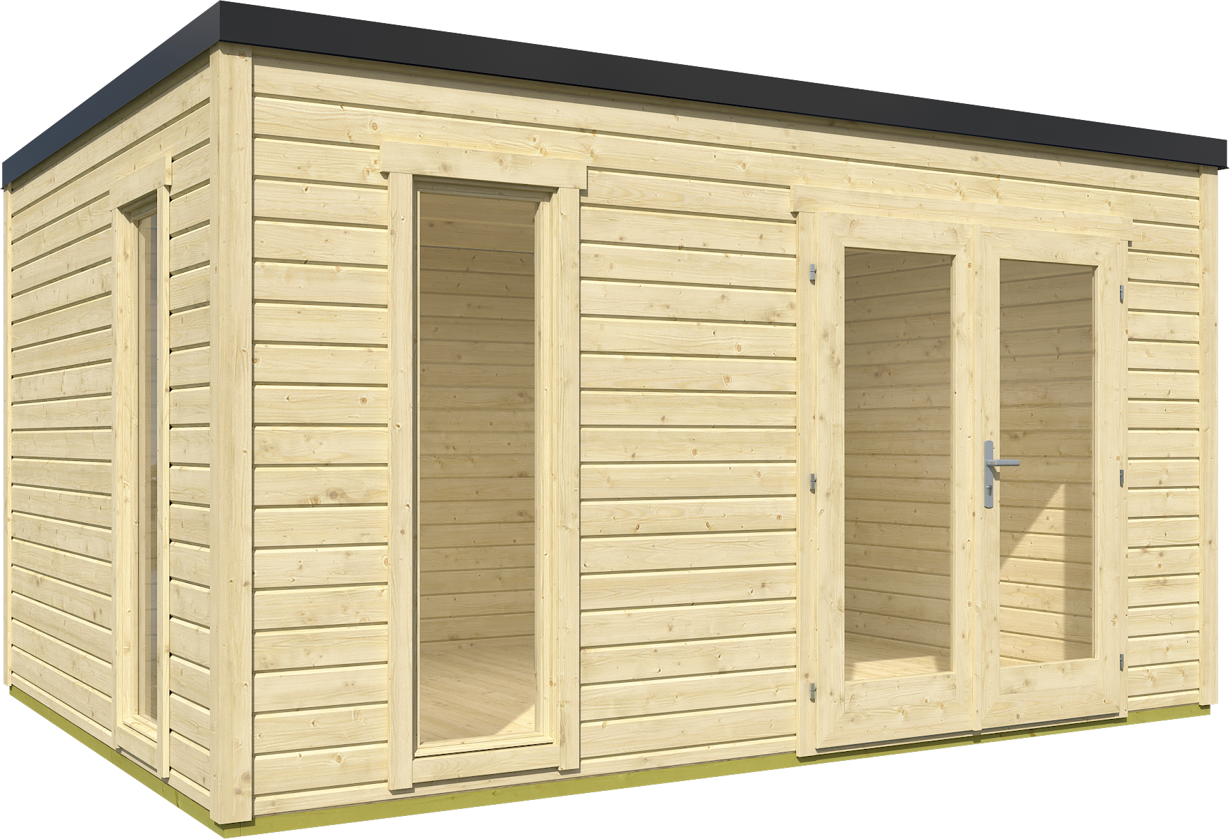 Gartenhaus NORDIC HOLZ "Palermo 4", beige (naturbelassen), Fußboden im Gartenhaus, ohne Dacheindeckung, Holzwerkstoff, Gartenhäuser, Gartenhaus, mit großen Glasflächen