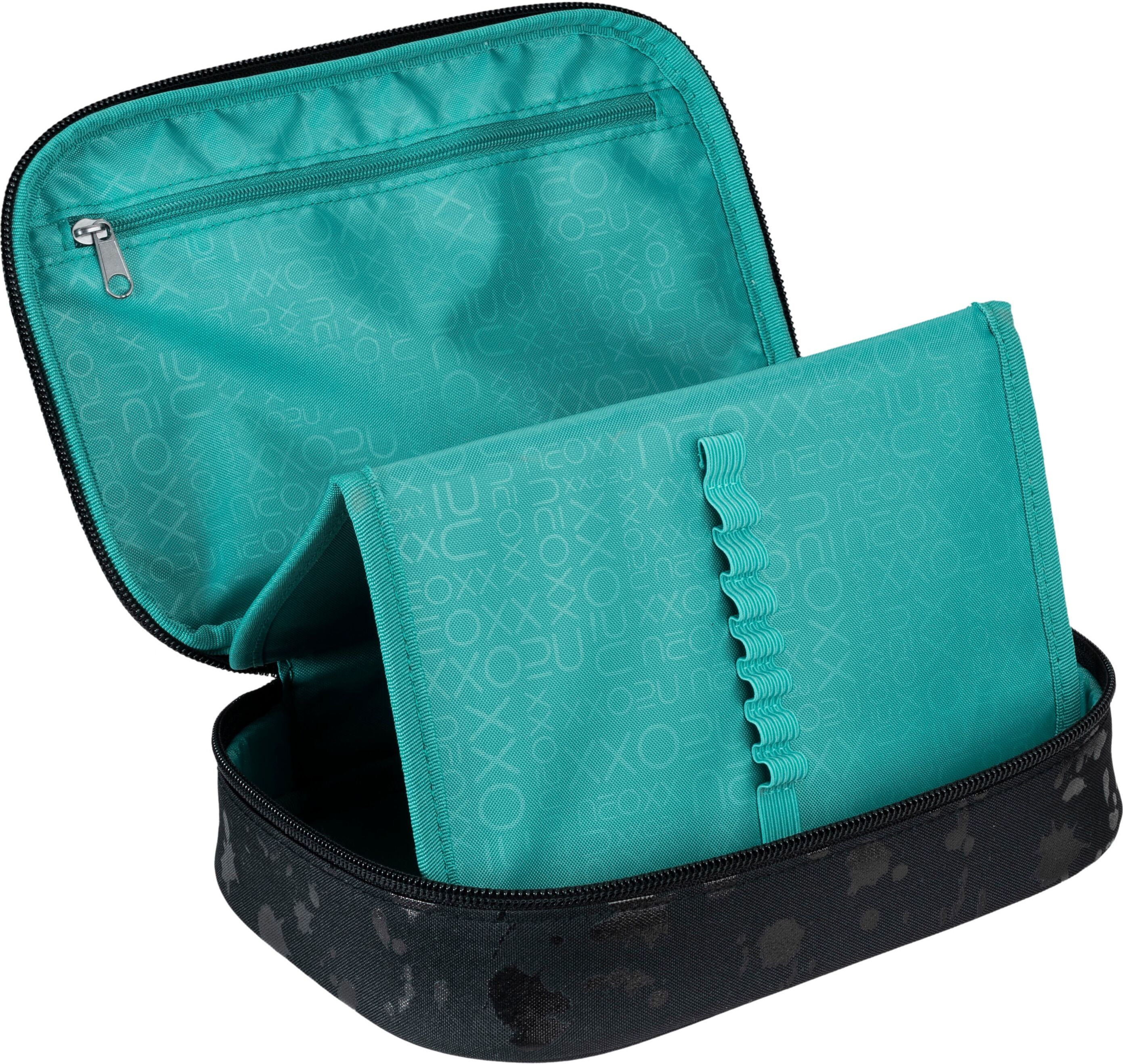 Schreibgeräteetui NEOXX "Schlamperbox, Dunk", Kinder, schwarz (splash schwarz), Polyester, Schreibgeräteetuis Schreibgeräteetui, teilweise aus recyceltem Material splash schwarz Einheitsgröße