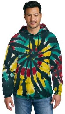 Port & Company PC146 Tie-Dye Pullover Hooded Sweatshirt in Island Spiral size Small   Polyester Blend