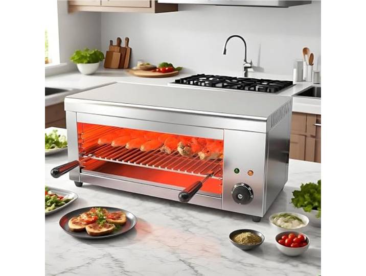 Elektrischer Multigrill Mit 4 Verstellbaren Etagen - 2000W, 30L Großraum-Design, 50-300°C Einstellbar, Raucharm, Vielseitig Für Pizza, Lahmacun Und Grillgerichte