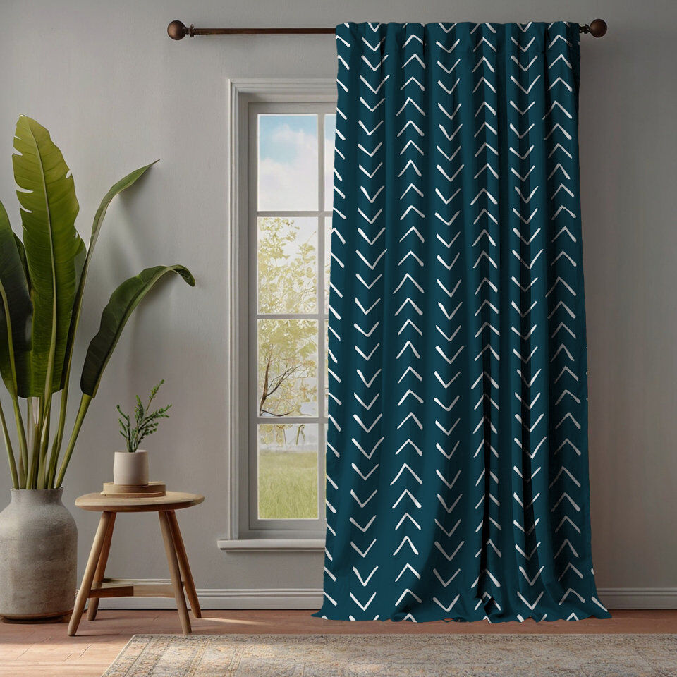 Lilijan Home & Curtain Bohemian Room Lined Single Panel Curtain Indigo Blue 140cm Width x 225cm Drop