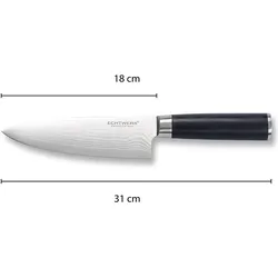 Echtwerk Damast Kochmesser, Küchenmesser, Schwarz, Silber