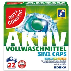 Gut & Günstig Vollwaschmittel »3in1 Caps Aktiv« 22 WL grün