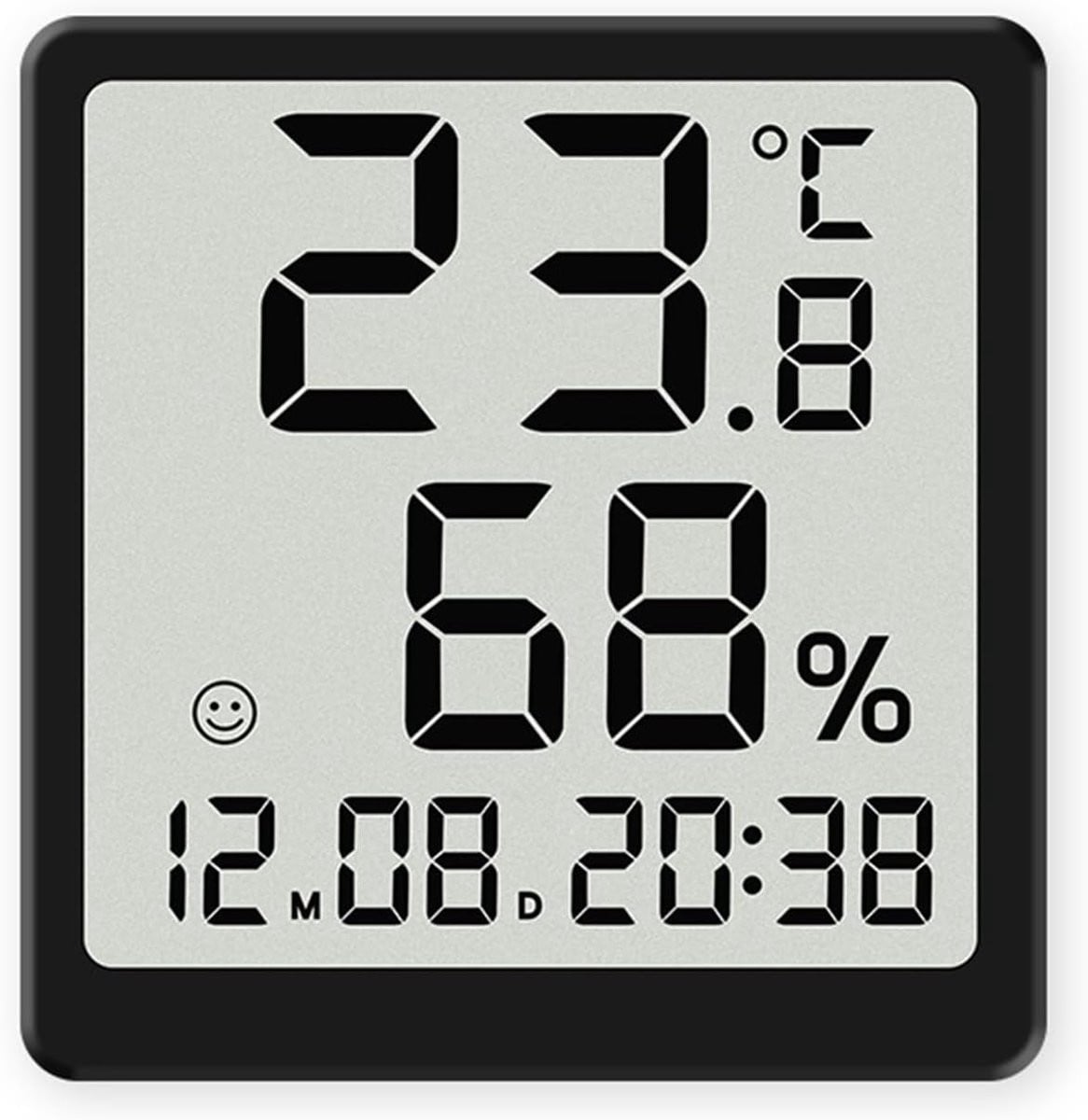 Carmdering Digitale Wekker met Thermohygrometer en LCD-scherm, Zwart