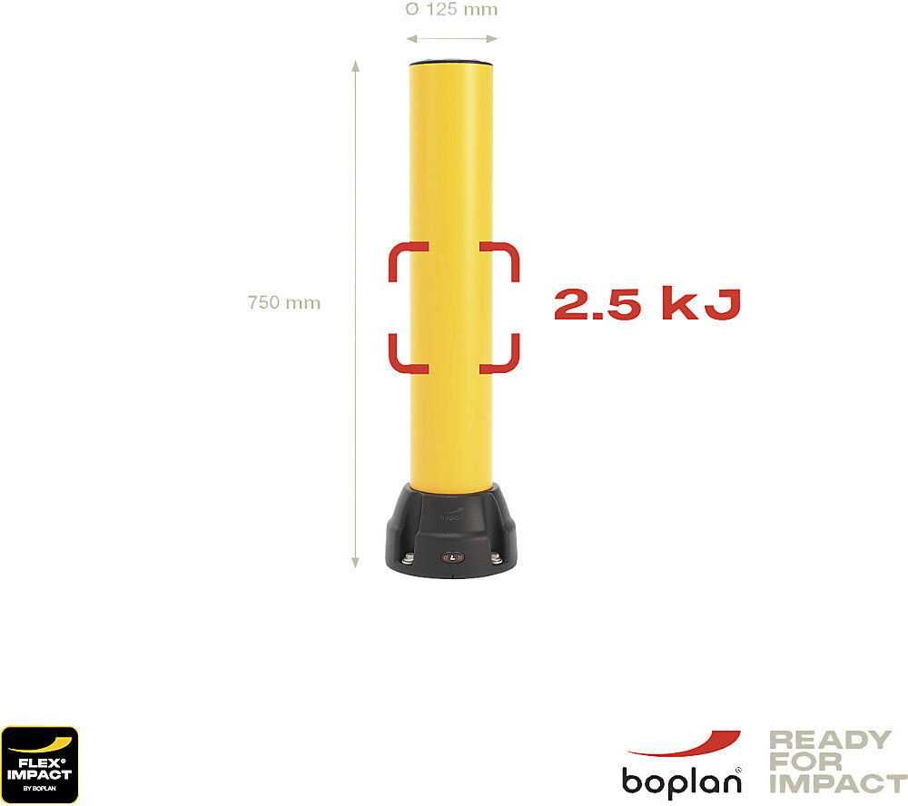 Rammschutz-Poller 125L, Höhe 750 mm, verzinkte Platte, gelb Boplan