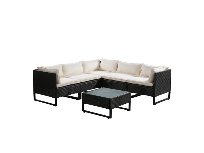 Rattanlounge CAPITOLA braun/weiss