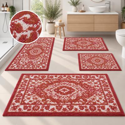 Badematte OTTO HOME "Oriental, Badvorleger, Badezimmer Teppich, Duschvorleger", rot, H:18mm, Polyester, Badematten, Badematte, Badteppich, Orient-Optik