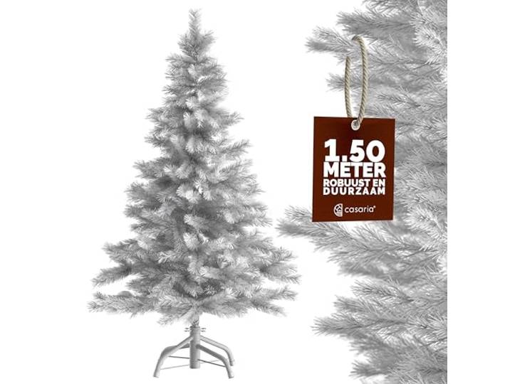 Casaria Kerstboom Kunstboom 350 Tips Metalen Voet 150 cm PVC Dichte Takken Kerstboom Wit