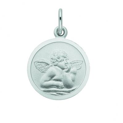 Kettenanhänger ADELIA´S "Medaille Amor 333 Weißgold ( 8K )", silber, Schmuckanhänger, Damen, Gold, Kettenanhänger, Goldanhänger Amor
