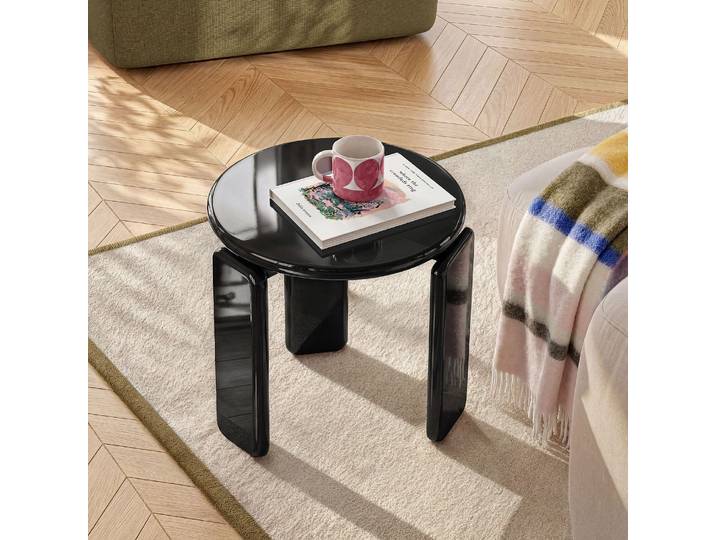 HABITAT - Table d'appoint ronde laquage haute brillance - Noir - Balma